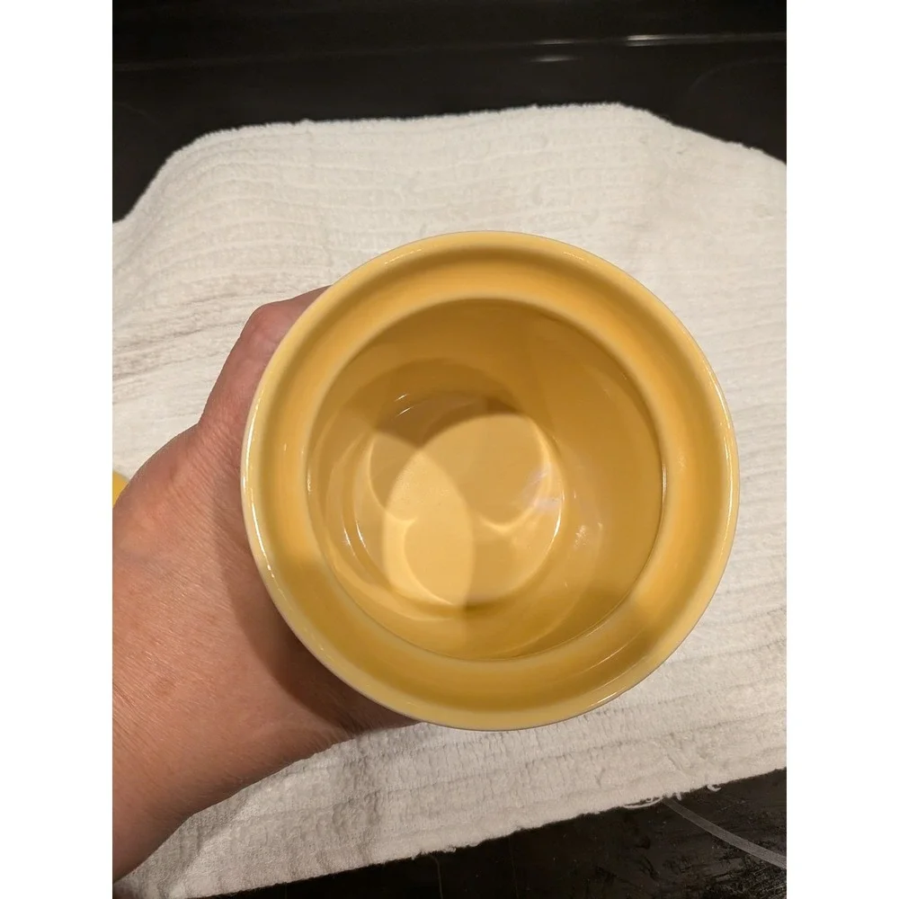 Fiesta Yellow Ceramic Jar w/ Lid Solid Round Art Deco 5.5 in Retired Sunflower